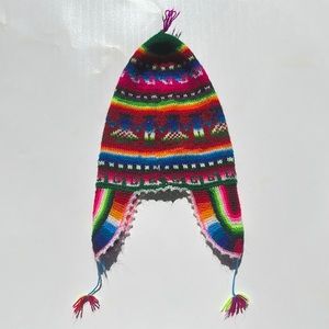 NWT Hand Knitted Multicolored Traditional Peruvian kids Wool cap / Beanie